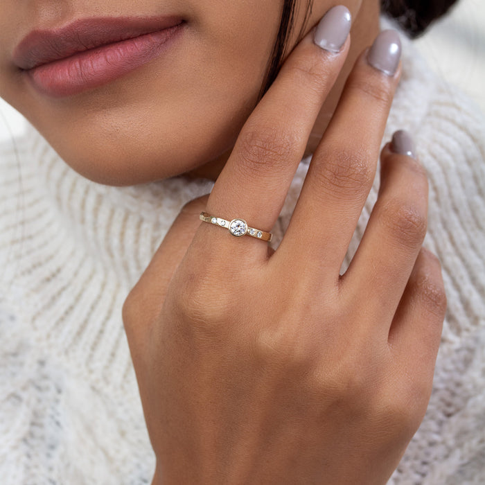 Dower & Hall 14k Hammered Narrative Ring - 0.25ct