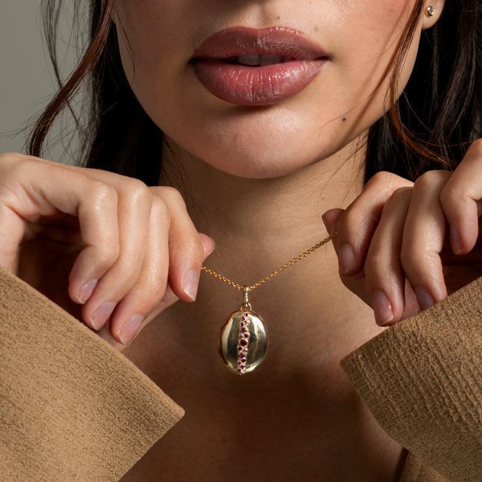Dower & Hall 14k Oval Cascade Locket With Rubies