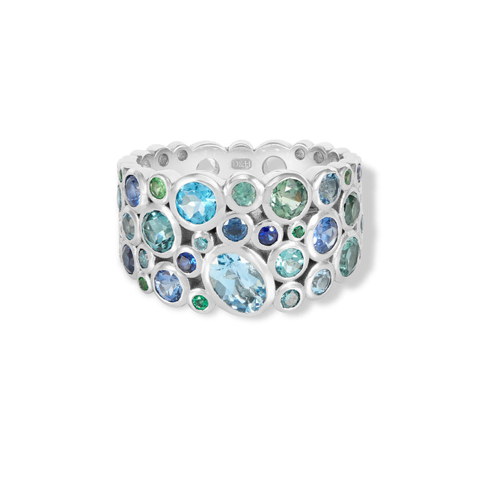 Dower & Hall 18k Bespoke Teal Cascade Ring