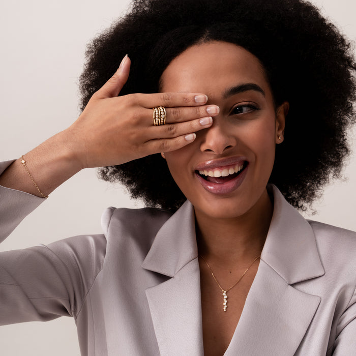 Dower & Hall 18k Diamond Waterfall Ring 0.33ct