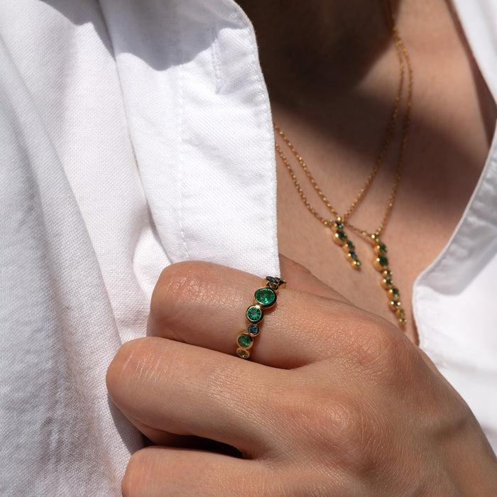 Dower & Hall 18k Emerald Green Cascade Ring - 0.75ct