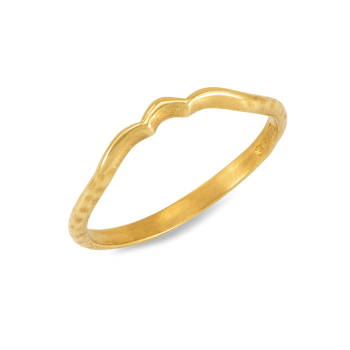 Dower & Hall 18k Gold Scalloped Wishbone Ring