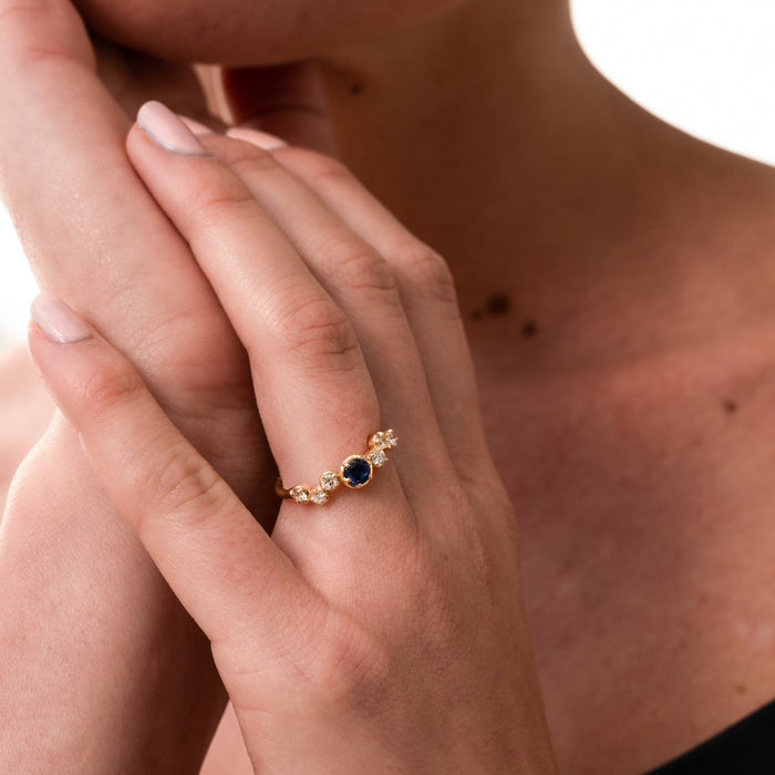 Dower & Hall 18k Sapphire & Diamond Stargazer Ring