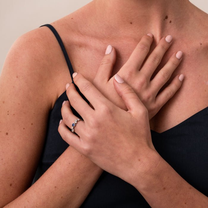 Dower & Hall 18k Sapphire & Diamond Stargazer Ring