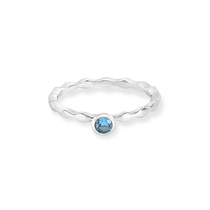 Dower & Hall 3mm Aquamarine Wave Band Twinkle Ring