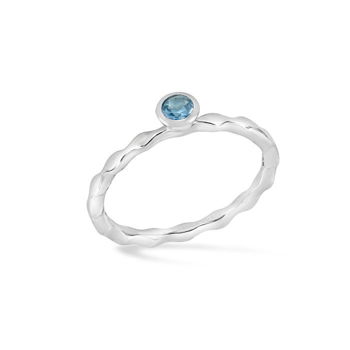dower & hall 3mm Aquamarine Wave Band Twinkle Ring