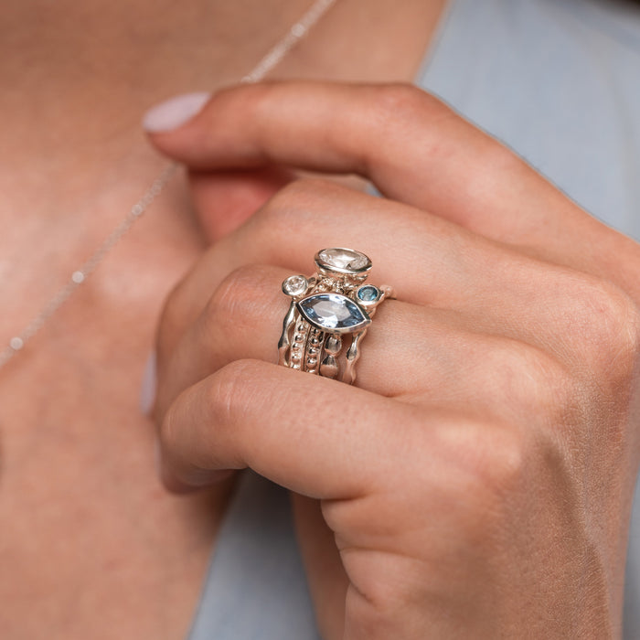 Dower & Hall 3mm White Sapphire Wave Twinkle Ring