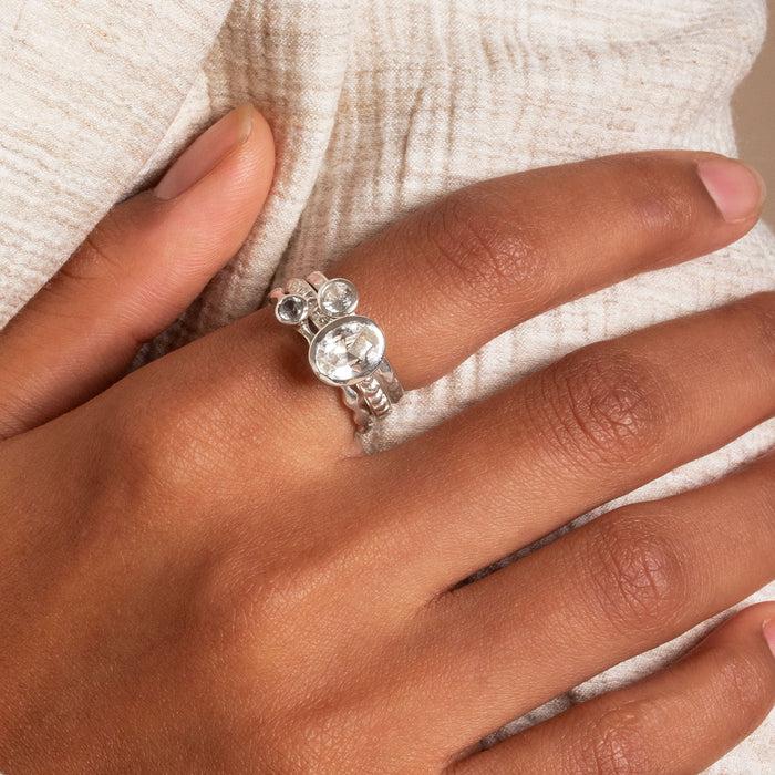 Dower & Hall 3mm White Sapphire Wave Twinkle Ring