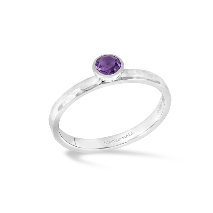 dower & hall 4mm Amethyst Hammered Twinkle Ring