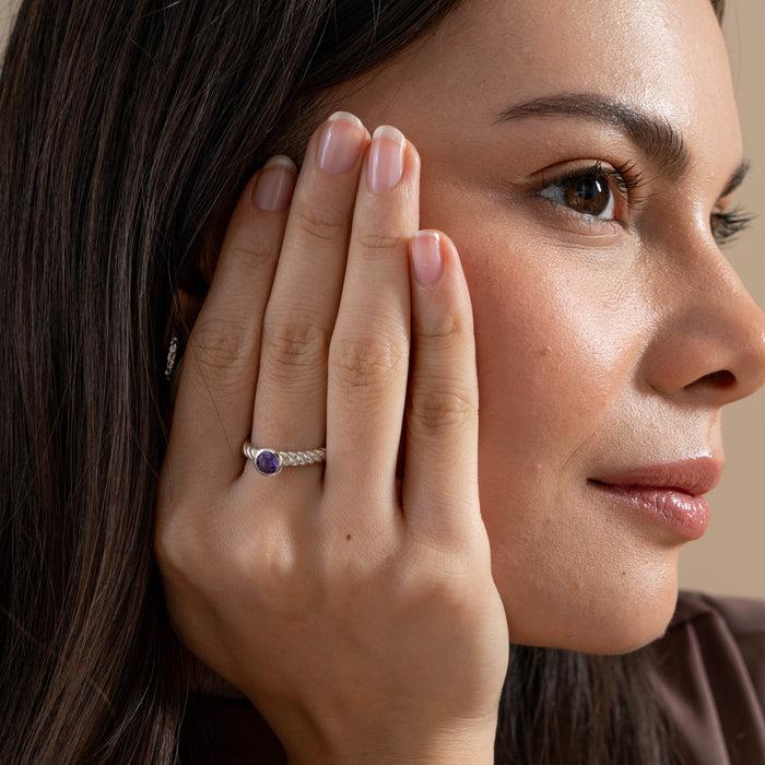 Dower & Hall 5mm Amethyst Twist Twinkle Ring