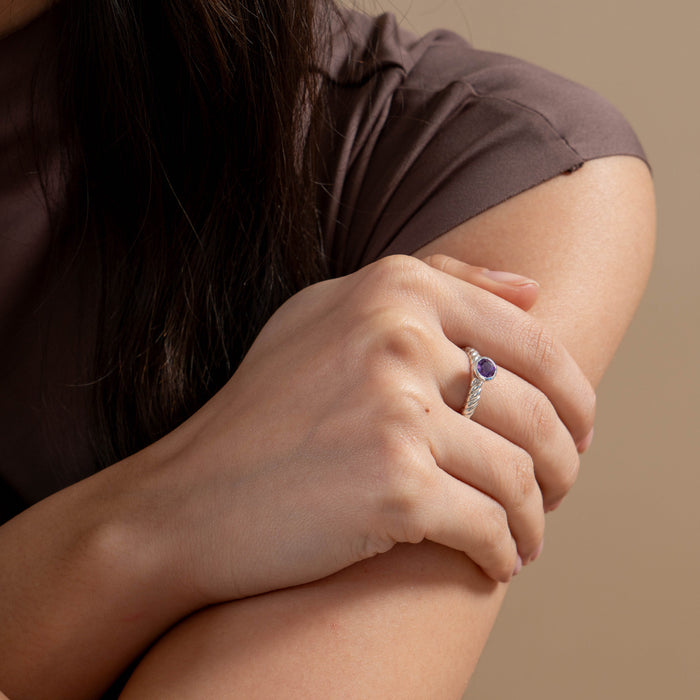 Dower & Hall 5mm Amethyst Twist Twinkle Ring