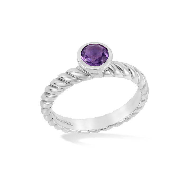 dower & hall 5mm Amethyst Twist Twinkle Ring