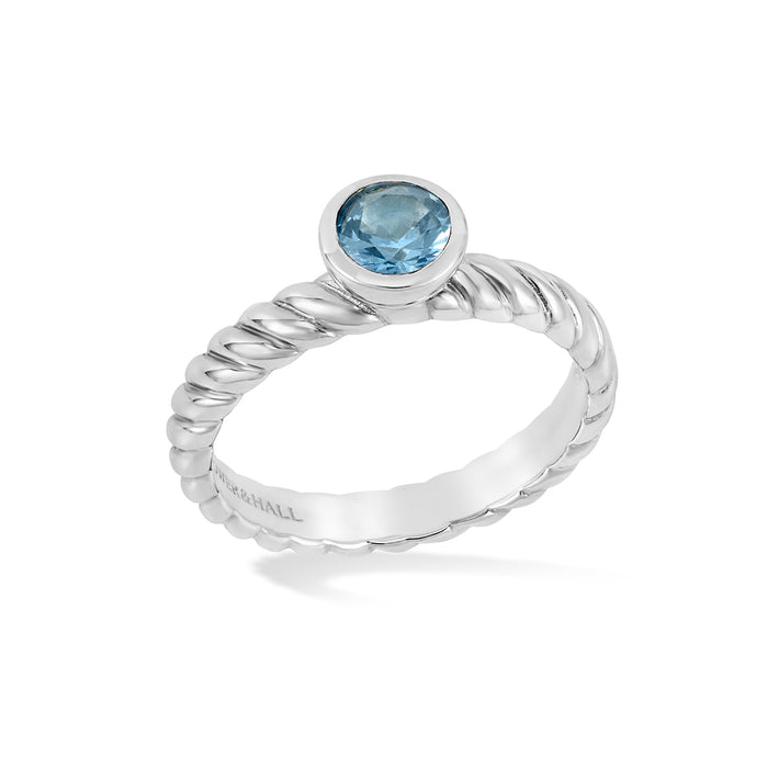 dower & hall 5mm Blue Topaz Twist Twinkle Ring