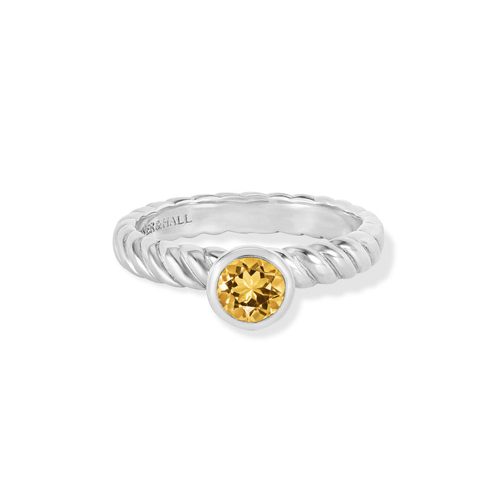 Dower & Hall 5mm Citrine Twist Twinkle Ring