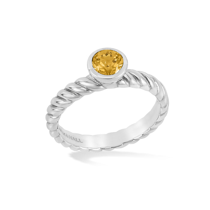 dower & hall 5mm Citrine Twist Twinkle Ring