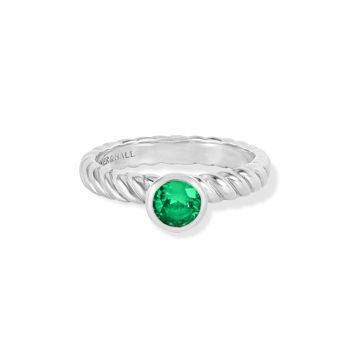 Dower & Hall 5mm Green Garnet Twist Twinkle Ring