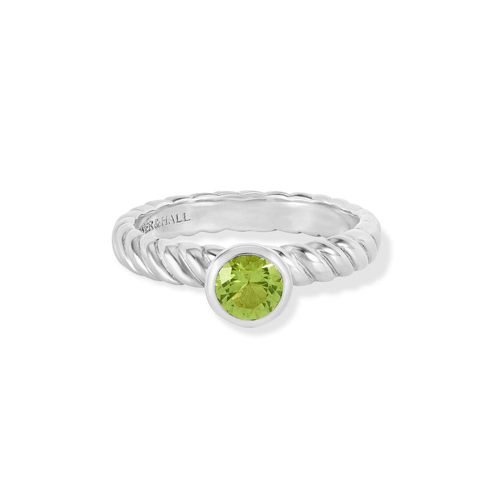 Dower & Hall 5mm Peridot Twist Twinkle Ring
