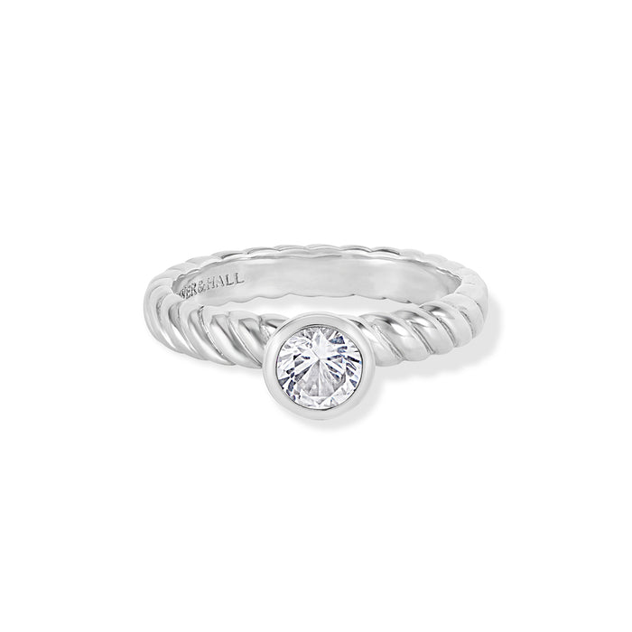 Dower & Hall 5mm White Topaz Twist Twinkle Ring