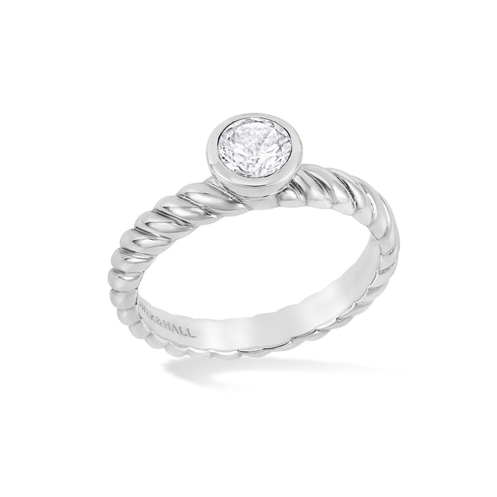 dower & hall 5mm White Topaz Twist Twinkle Ring