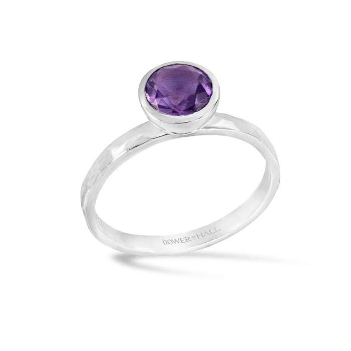 dower & hall 6mm Amethyst Hammered Twinkle Ring