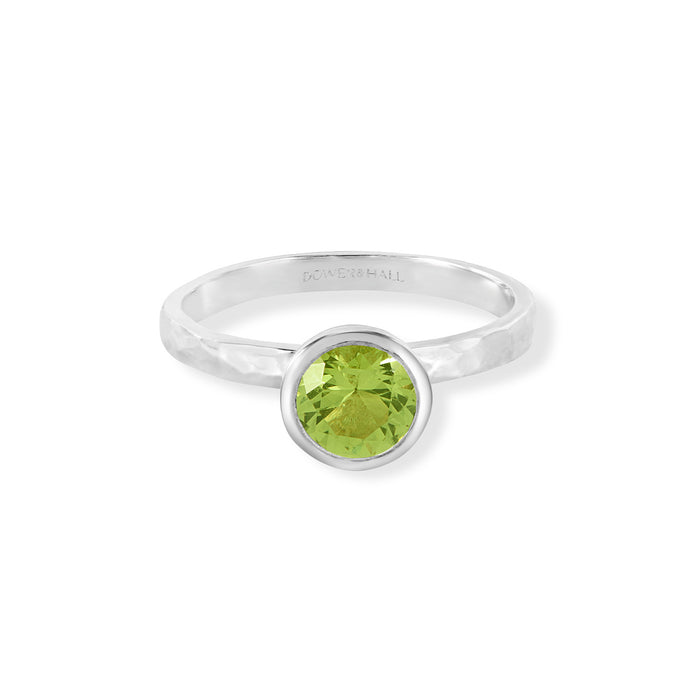 Dower & Hall 6mm Peridot Hammered Twinkle Ring