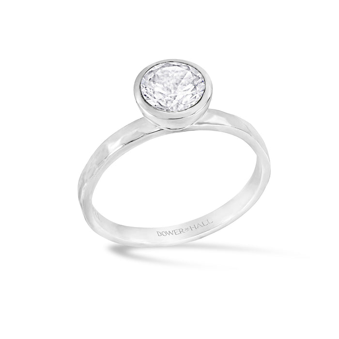 dower & hall 6mm White Topaz Hammered Twinkle Ring