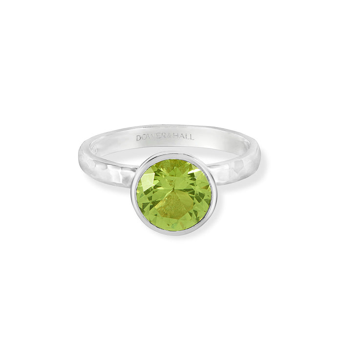 Dower & Hall 8mm Peridot Hammered Twinkle Ring