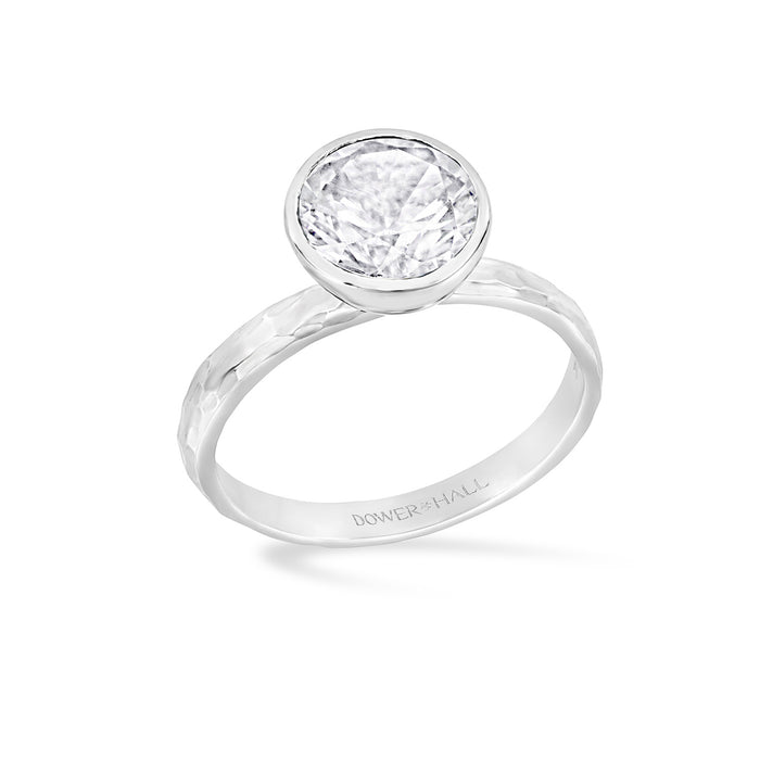 dower & hall 8mm White Topaz Hammered Twinkle Ring