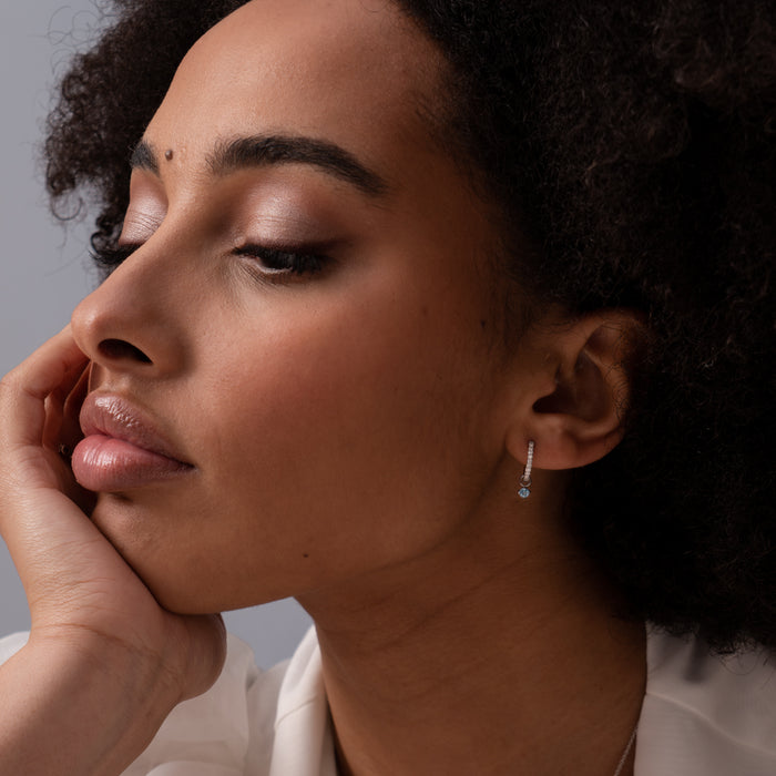 Dower & Hall 9k Diamond Hoops & Aquamarine Lotus Drops