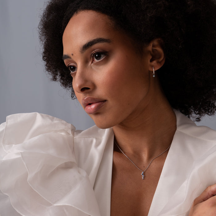 Dower & Hall 9k Diamond Hoops & Aquamarine Lotus Drops