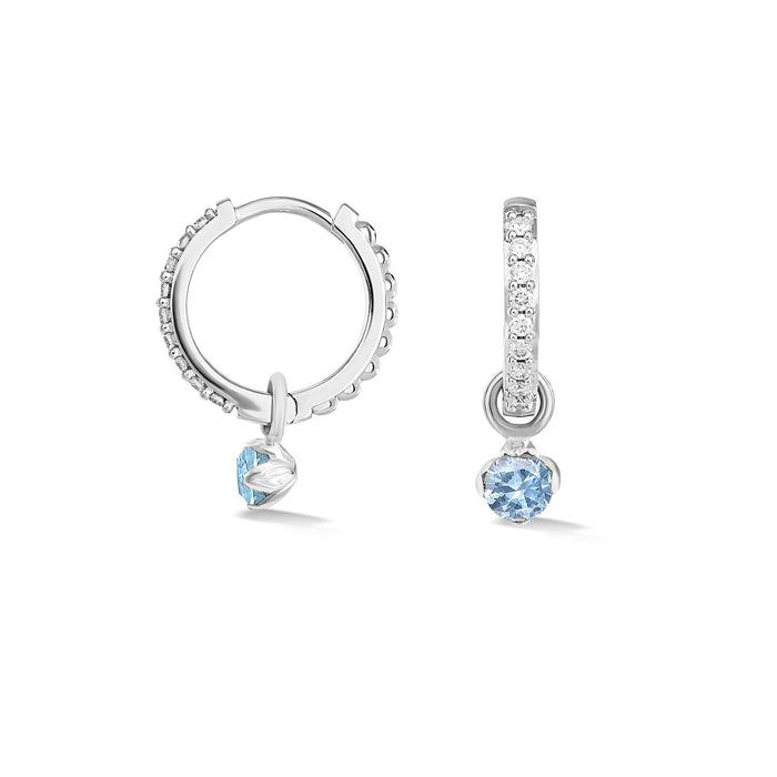 Dower & Hall 9k Diamond Hoops & Aquamarine Lotus Drops