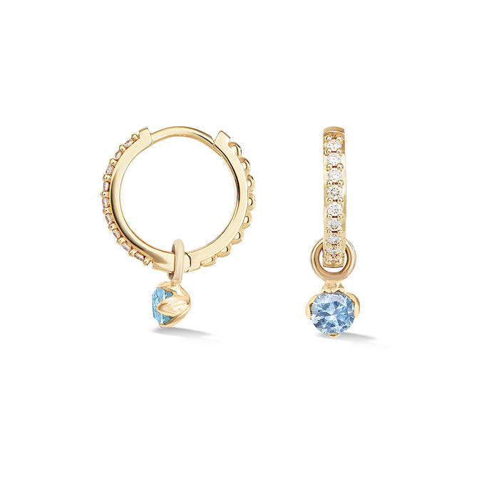 dower & hall 9k Diamond Hoops & Aquamarine Lotus Drops