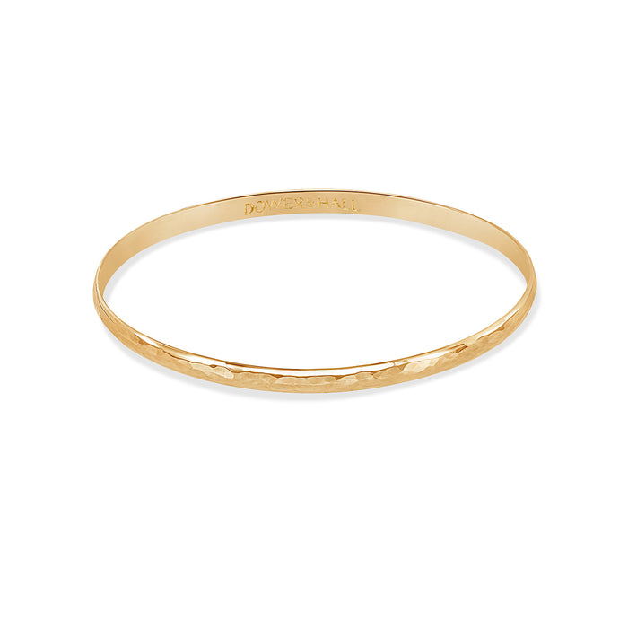 dower & hall 9k Gold 4mm Hammered Nomad Bangle