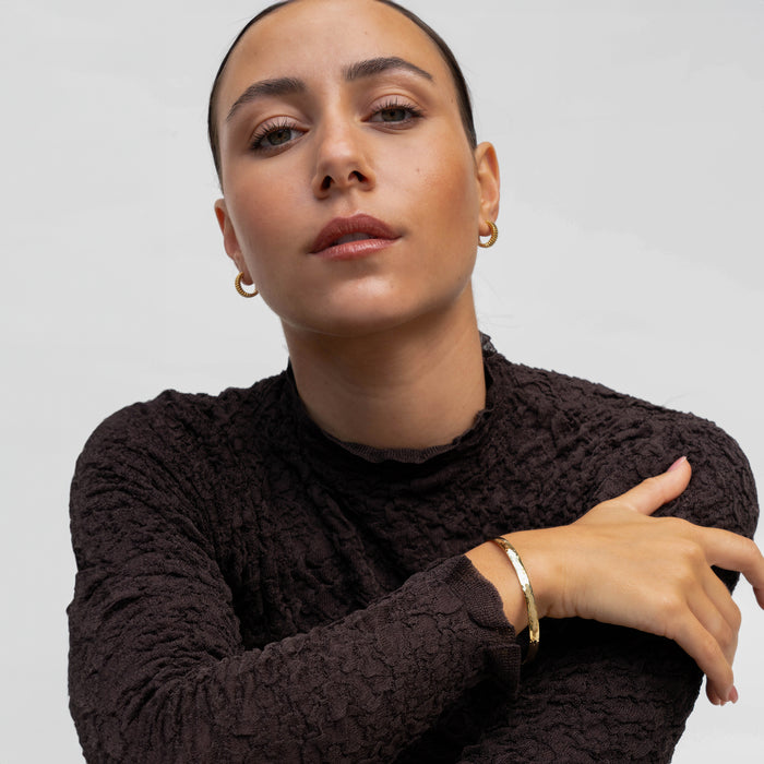 Dower & Hall 9k Gold 5mm Hammered Nomad Bangle