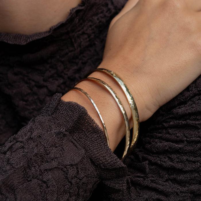 Dower & Hall 9k Gold 5mm Hammered Nomad Bangle