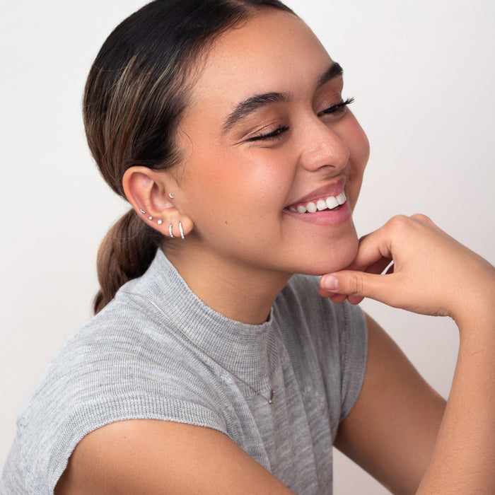 Dower & Hall 9k Medium White Diamond Story Hoops