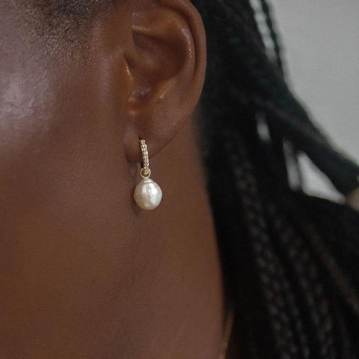 Dower & Hall 9k Medium White Diamond Story Hoops