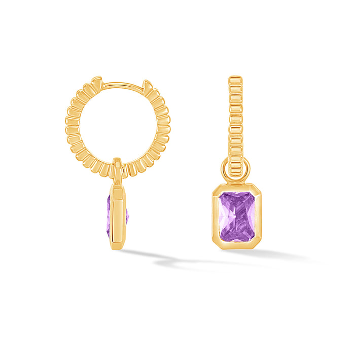 Dower & Hall Amethyst Humbug Huggie Charm Hoops