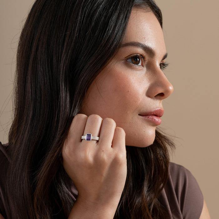 Dower & Hall Amethyst Octagon Twist Twinkle Ring