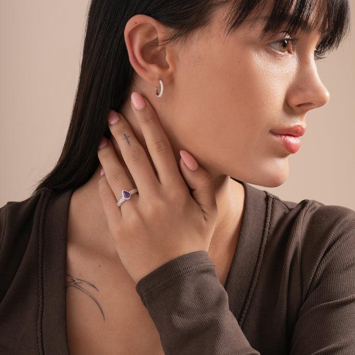 Dower & Hall Amethyst Pear Twist Twinkle Ring