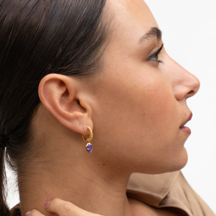 Dower & Hall Amethyst Twist Huggie Charm Hoops