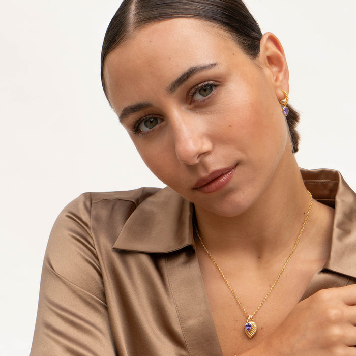 Dower & Hall Amethyst Twist Huggie Charm Hoops