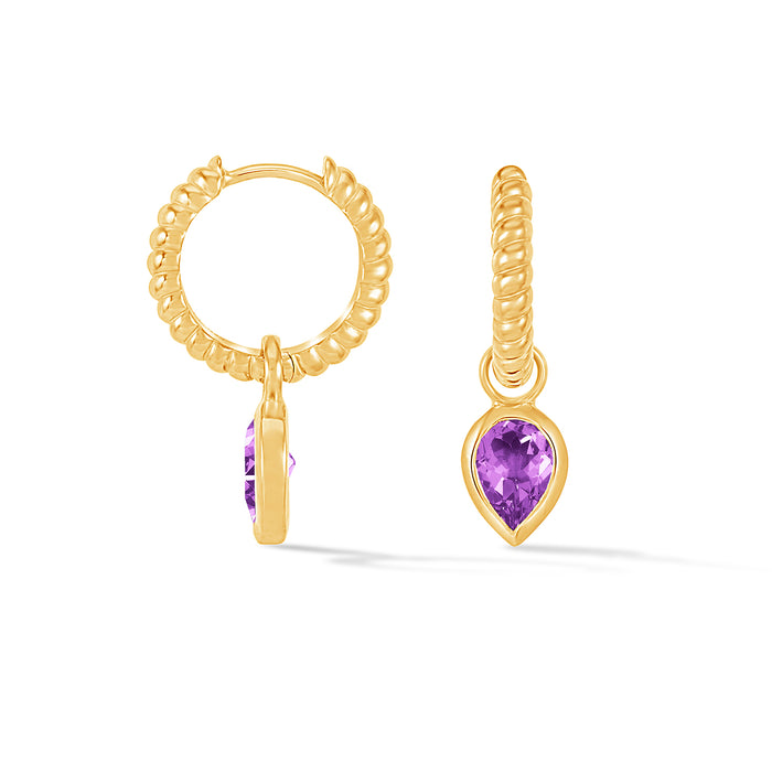 Dower & Hall Amethyst Twist Huggie Charm Hoops