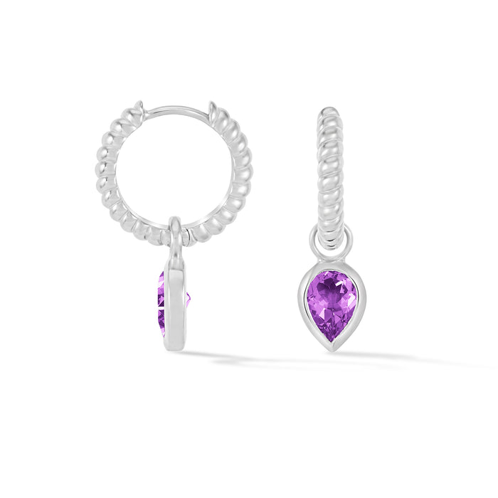 dower & hall Amethyst Twist Huggie Charm Hoops