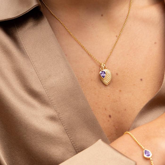 Dower & Hall Amethyst Twist Peardrop Necklace