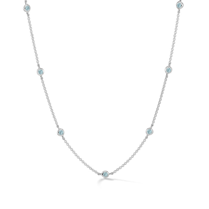 Dower & Hall Aquamarine Dewdrop Chain Necklace