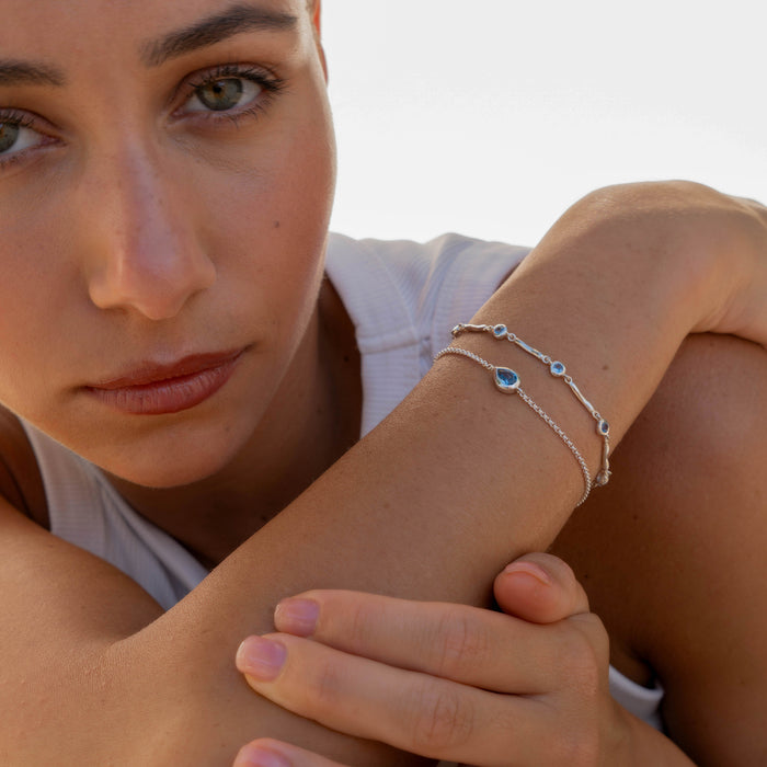 Dower & Hall Aquamarine Dewdrops Link Bracelet