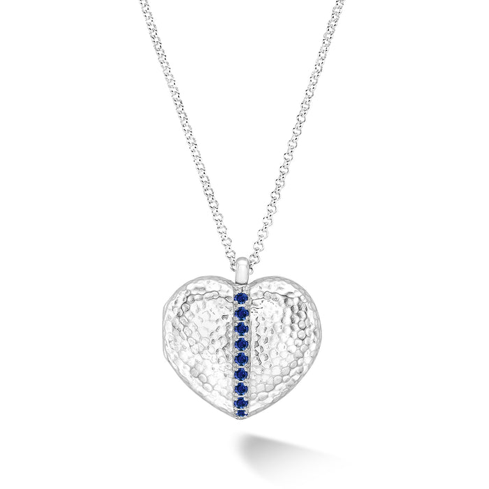 dower & hall Blue Sapphire 23mm Heart Lumiere Locket