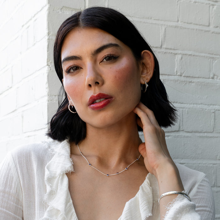 Dower & Hall Blue Sapphire Dewdrop Chain Necklace