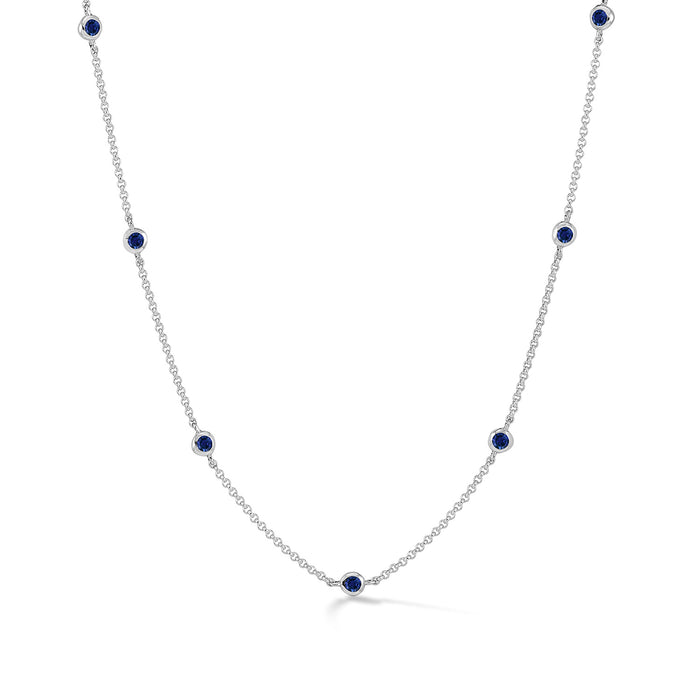 dower & hall Blue Sapphire Dewdrop Chain Necklace